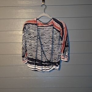 Contemporary Multicolor Striped Knit Top For Layering
